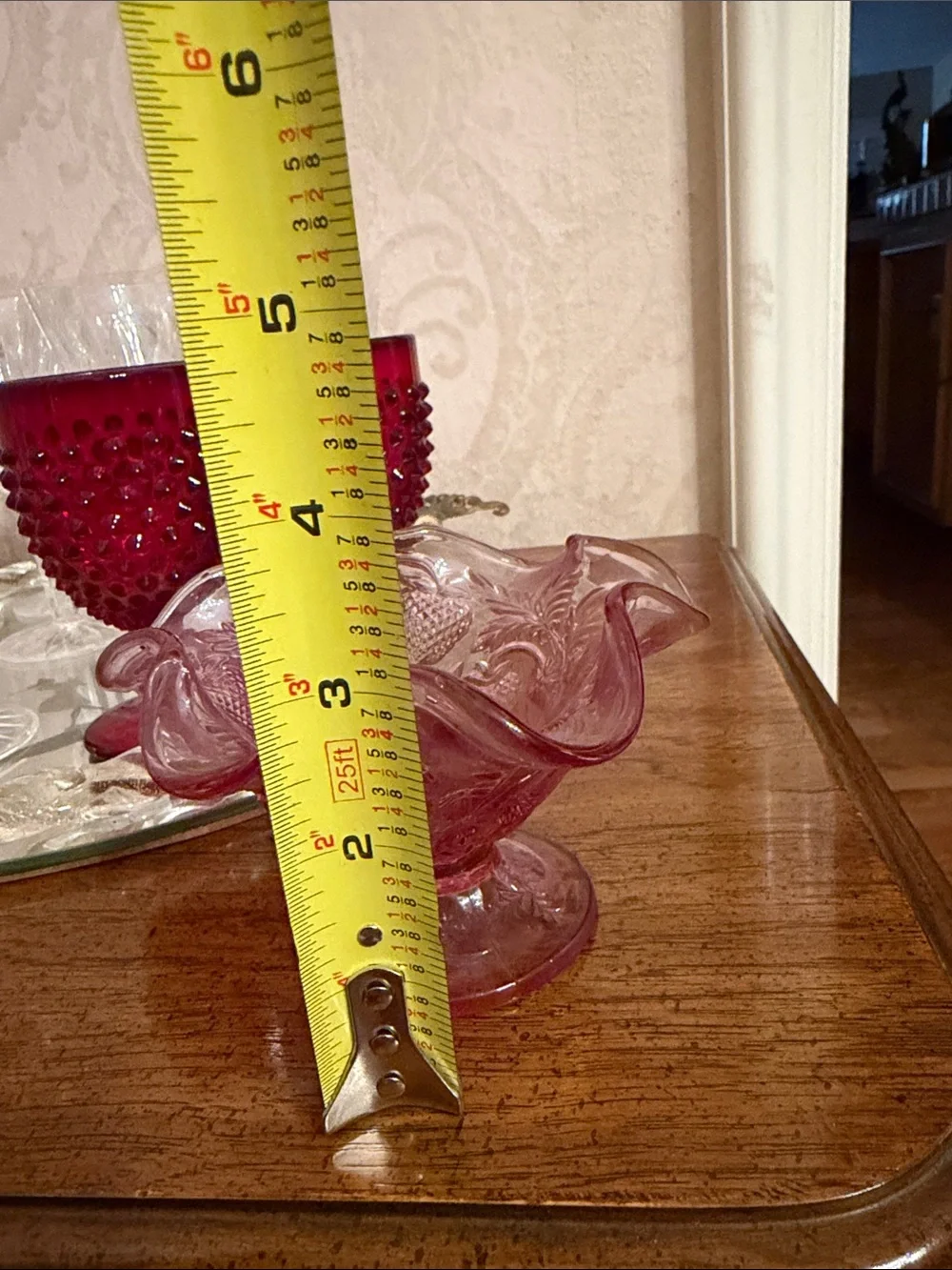 vintage Fenton Inverted Strawberry Ruffled Sherbet Dish